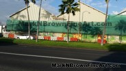 View from from across the street. Hawaii artist Mark N Brown's Nishimoto Trading Co Mural in progress