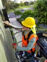 Artist Mark N. Brown hard at work on the new South Shore Market mural on the Queen's Lane wall.